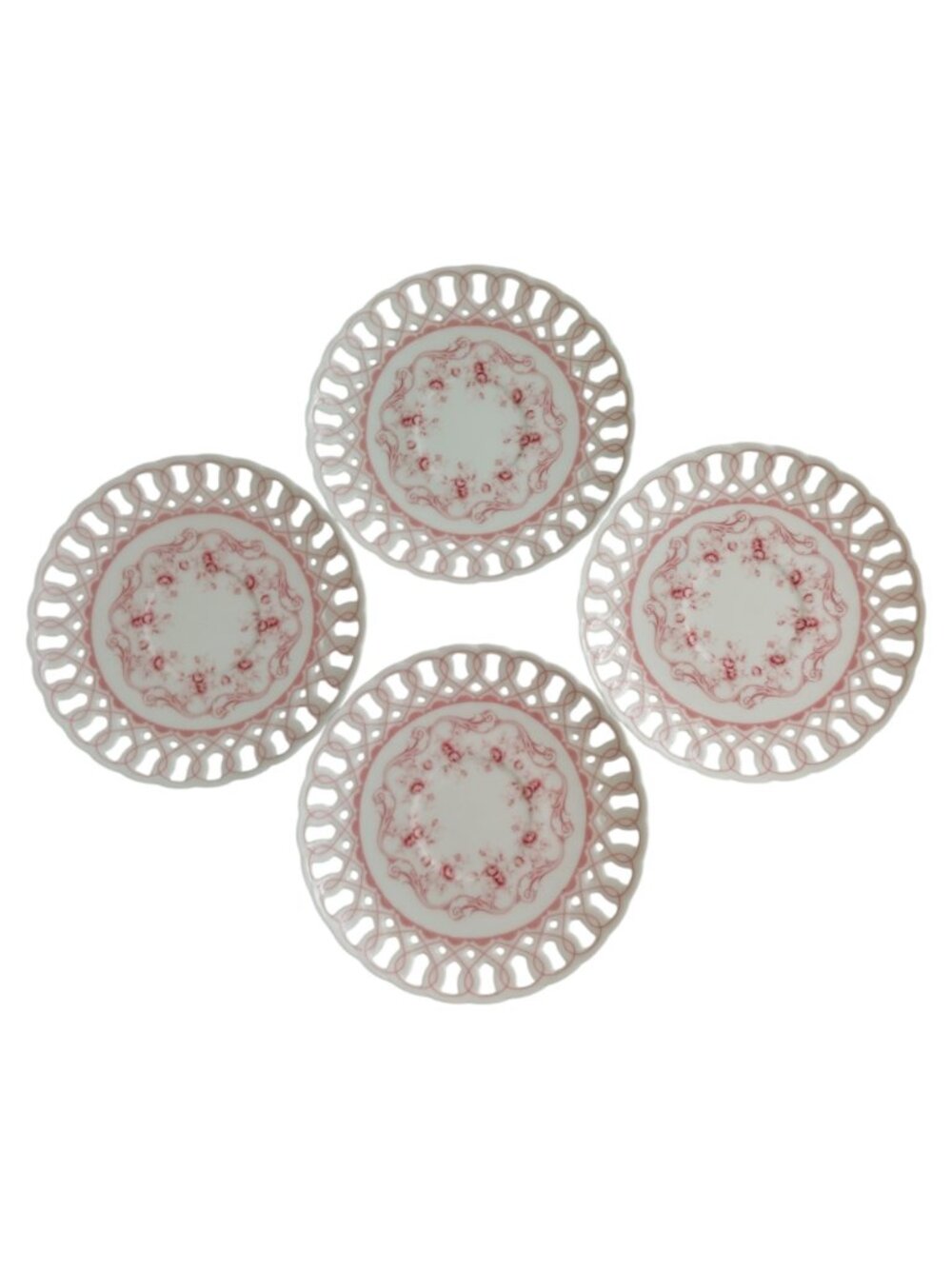 Gracie China Coastline Imports Pink Vine Teacups and Saucers Set of 4 Bone China - Picture 9 of 14